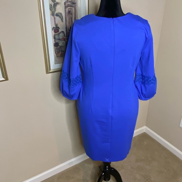 Talbots Vibrant Blue 3/4 Length Sleeve Dress - Picture 3 of 10